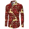 Men's Casual Shirts Snowflake Pattern Christmas Shirt Party Funny Theme 3d Print Red Long Sleeve Button Down Collar Blouse
