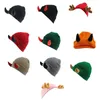 Berets novidade malha gorro para mulheres homens adultos gorros chapéu pulôver mal chifres unisex adereços de festa de halloween