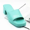 Brand High Heel Gel Shoes Women's Platform Women's Slippers Pvc Square Toe Chunky Heel American Foreign Trade Women's Shoes Large Size