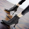 Stövlar Spring och Autumn Ankle Boots Women's High Heels Fashion Women's Socks Boots Shiny Sexy Party Dress Shoes Zipper 231128