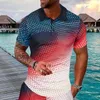 Camisas casuais masculinas Moda de verão 3D Camisa de impressão de lapela de lapela curta Exercício T francês taupe