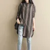 Women's Blouses Shirts Women Striped Cotton Linen Long Blouses Shirts Fashion Loose Long Sleeve Shirt Dresses Spring Summer Ladies Casual Tops SW-026 230428