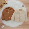 Vestes vêtements d'extérieur en peluche pour bébé enfants filles garçons hiver à manches longues polaire couleur Pure manteau Cardigan avec bouton mode enfants