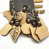 10 Styles Beech Keychain Personlig träskinn nyckelringar Bag Decoration DIY Key Chain Thanksgiving Gift TT0428