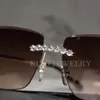 Hip Hop Glasses Metal Frame Iced Out Luxury 4mm Diamond Moissanite Glasses