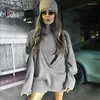 Women's Hoodies Fashionable V-neck Winter 2023 Loose Long Pullover Sweatshirt And Knit Cropped Top Two Piece Set Casual Hoodie Fall