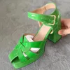 Nuevas sandalias de plataforma de estilo romano para mujer, moda de verano 2023, zapatos de tacón alto grueso de diseñador tejido elegante con punta redonda, talla 42 43