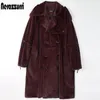 Abiti Nerazzurri Inverno Lungo Oversize Morbido Soffice Caldo Rosa Nero Pelliccia Sintetica Trench per Le Donne 2022 Coulisse Manica Lunga Moda