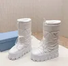 Snow Boots Designer Nylon Ski Bootie Gabardine Boots Women Chunky Winter Warm Top Quality Triangle Booties