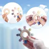 Baby Teethers Toys Design Silicone Teething Infant Chewing born Accessories Cartoon Rudder Shape Food Grade Wooden Ring Stuff 230427