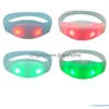 RVB LED Light Sound activé Bracelet Bracelet Bracelets de commande vocale pour Party Rave Concert Carnaval Faveurs Drop Livraison Dhqn1