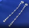 Auricular line Dangle Earrings Simple Fine Jewelry Real 100% Pure 925 Sterling Silver White Moissanite Diamond Gemstones Eternity Women Wedding Drop Earring Gift