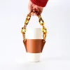 Acrylic Chain Portable Coffee Cup Cover Party Favor Removable Leather Milk Bottle Holder ss0428