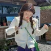Tricots pour femmes Korobov mode coréenne hauts tricotés doux col de poupée 3D fleurs pull automne Cardigan Vintage broderie Sueters De Mujer