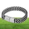 Men039s – Bracelet tressé en acier inoxydable, Double rangée avant et arrière, fermoir magnétique, bijoux en acier titane, 1449589