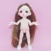 Dockor 16cm BJD 13 MOVERABLE FOURTED Söt Big Eyeball Little Boy Girl Head Doll med skor för flickor Toys Naken Body Fashion Gift 230427