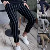 Pantalon Nouveau décontracté printemps été pantalon Vintage rayé imprimé mince crayon pantalon hommes taille moyenne élastique pantalon maigre hommes Streetwear