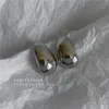 Charm Metallic glossy design teardrop-shaped silver needle stud earring premium sense earrings 231128