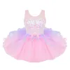 Dancewear Kids Girls paljetter Ballet Tutu Dress Ballerina scendräkter ärmlös Bowknot Lyrical Dance Dress Performance Dancewear 231127