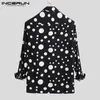 Men's Casual Shirts Fashion Men Polka Dot Long Sleeve Shirts Business Fitness Casual Lapel Button Blouse Streetwear INCERUN Camisas Hombre S-5XL 231127