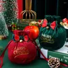 Juldekorationer Santa säckar Tyg presentpåse godishandtag träd för hembord år 2023 rött noel xmas presenterar gåvor