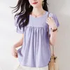 Damenblusen Kurzarm Chiffonhemden Damen Sommer Rüschen Fliegen Koreanische Art Lose Hemdbluse Niedliche Kawaii Tops Weibliche Blusa