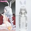 Anime Costumes Game Azur Lane MNF Le Malin Cosplay Wig White Bunny Girl Silver White 90cm Twist Braid Heat Resistant Hair Halloween Party Wigs zln231128