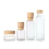Bottiglie di crema in vetro smerigliato Vasetti cosmetici rotondi Bottiglia per pompa per lozione per il viso con tappo con venature del legno Xqknh