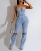 Damesjeans 2023 hoge taille, extreem slank tot heupverhouding, denim jumpsuit