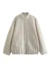Damesjassen TRAF Bomberjack Y2K Streetwear in bovenkleding Tweed voor dames Knoop imitatiewol en mengsels 231127