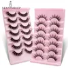 3 PCFalse Eyelashes SEXYSHEEP Pestañas naturales Cross Manga Lashes 3D Mink Lashes Pestañas postizas Soft Wispy Volume Pestañas postizas al por mayor Maquillaje Z0428