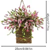 Decoratieve bloemen Decoratie Witte verse krans gesimuleerde rattanmand Hyangea slingerdeurhanger