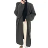 Kvinnors stickor Lång Cardigan Coat Slouchy Knit maxi tröja Öppen ärmdroppe