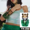 Tattoos Colored Drawing Stickers 1 Sheet Animal Fake Tattoo Sticker Wolf Tiger Fox Cool Temporary Waterproof Body Art Tatoo Colored Draw For Women MenL231128