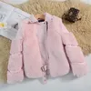 Down Coat Girls Fur Jacket Cotton Outwear Overcoat 2023 Vintage Warm Thicken Plus Velvet Winter Autumn Teenager Fuzzy Children's Clot 231128