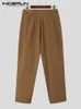 Pantalon Incerun 2023 Style américain hommes croix plissée pantalons longs mode décontracté mâle solide Allmatch taille haute crayon pantalon S5xl