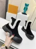 Designer schoenenlaarzen Nieuwe dames enkellaarzen Polar Suede Boa Sole Platform Korte laarzen Leer Zwart Sok gebreid Comfortabel Casual Mode Halfhoge schoenen Laarzen