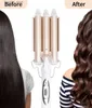 Щипцы для завивки волос Профессиональные щипцы для завивки волос Керамические трехстворчатые электрические утюги Щипцы для завивки волос Waver Styling Hair Curler Triple Barrels Tool Q231128