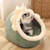 Lits pour chat pratique nid pour animaux de compagnie lit en tissu doux mignon grotte chien chaton maison chenil Suministros Para Gatos accessoires