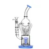 Klein Recycler Dab Rigs Heady Glass Bongs Hookahs Twin Gaiola Tubos de água Fumaça Acessórios de cigarro Bongo de água com tigela de 14mm