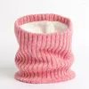 Scarves Winter Solid Snood Neck Wide Ribbed Pattern Knitted Ring Scarf Men Plush Easy Women Warm Fur Collars Muffler