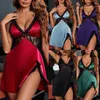 Women's Sleepwear Dropship Red Lingerie For Women Sleeveless Satin Lace Chemise Nightgown Sexy Silk Babydoll Dress
