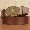 Ceinture tête d'aigle dominatrice rétro automatique pour hommes, ceinture de loisirs à deux couches en cuir de vache, personnalisée, nouvelle collection