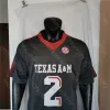 NCAA College Texas AM Aggies Fußballtrikot Johnny Manziel Schwarz Größe S-3XL Alle genähten Stickereien