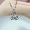 デザイナーViviene Westwoods New Viviennewestwood Dowager Enamel Solid Saturn Chain Planet Necklace Collarチェーン女性