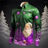 Männer Casual Hemden Bunte 3D Lustige Santa Claus Weihnachten Gedruckt Langarm Kinder Mode Blusen Männer T Hohe Qualität kleidung