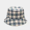 Bérets chapeau double face femme style japonais artistique plaid extérieur décontracté soleil ins voyage couple seau