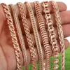 7pcslot Collares para mujeres 585 Rose Rose Relleno de oro trenzado Wheat Cuban Weaving Bismark Link Chain Lcnn1a CH12213333