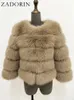 Fourrure de fourrure pour femmes Zadorin S-5xl Mink Minks Automne Hiver Fluffy Black Faux Fur Coat Femmes Élégantes Vestes en fausse fourrure