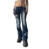 Jean femme papillon broderie Jean pantalon taille basse Streetwear décontracté mode pantalon droit dames ample bleu lavé